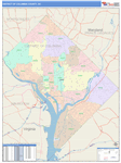District of Columbia Wall Map Color Cast Style